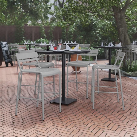 Flash Furniture Silver All-Weather Steel Bar Stool, 4PK 4-XU-CH-10318-B-SIL-GG